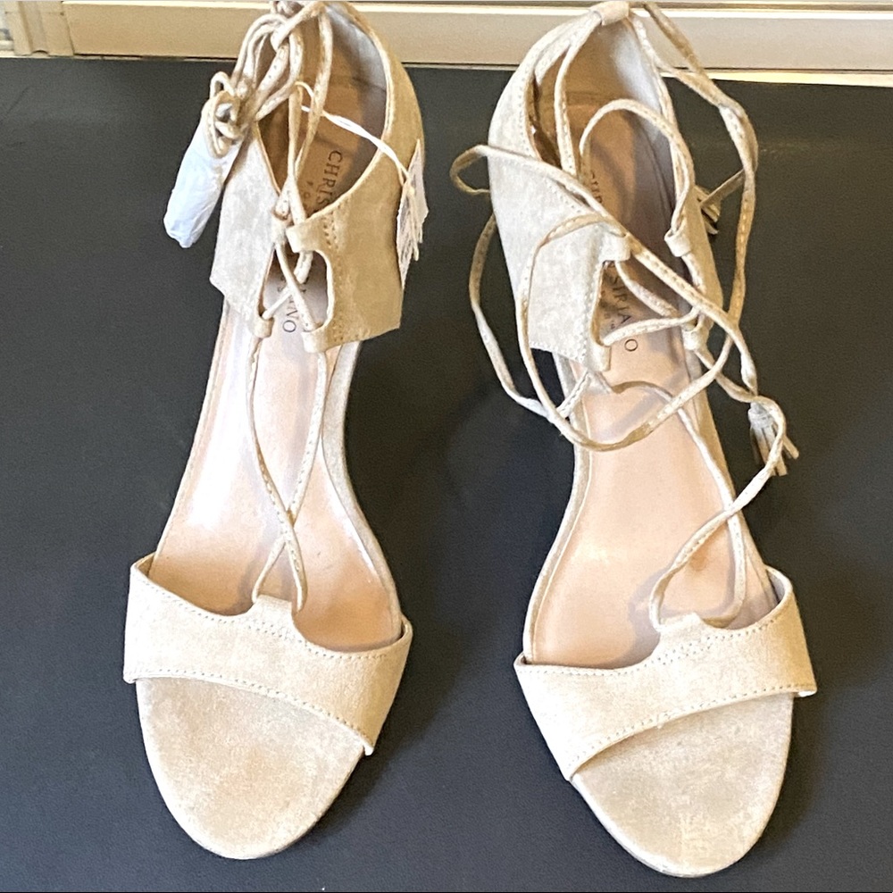 Tan lace up heels